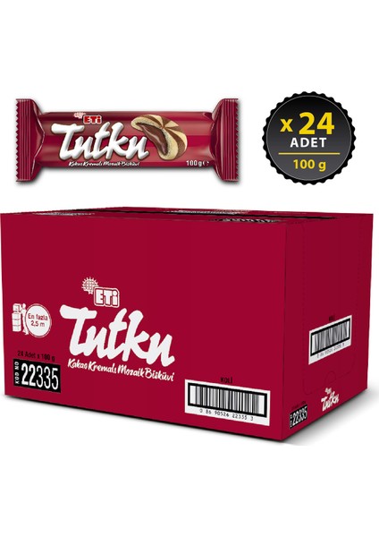 Tutku Kakao Kremalı Mozaik Bisküvi 100 g x 24 Adet