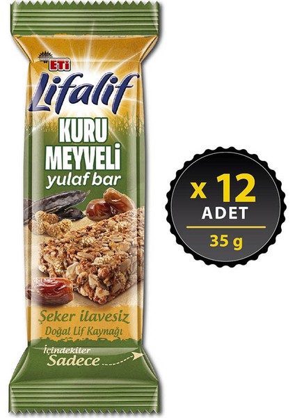 Lifalif Kuru Meyveli Yulaf Bar 35 g x 12 Adet
