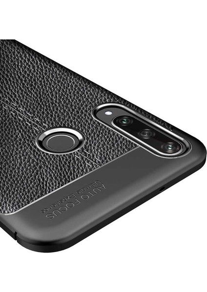 Huawei Y6P Kılıf Niss Silikon Deri Görünümlü Siyah