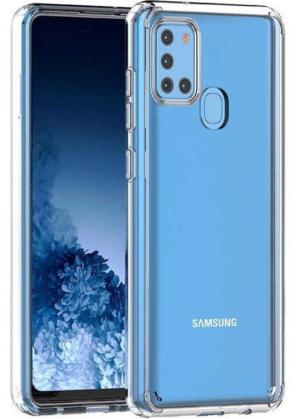 Samsung Galaxy A21S Kılıf Coss Sert Kapak + Nano Glass Şeffaf