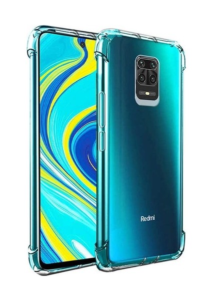 Xiaomi Redmi Note 9s / Note 9 Pro Şeffaf Airbag Antishock Köşe Korumalı Silikon Kılıf ve Tam Kaplayan Ekran Koruyucu Cam