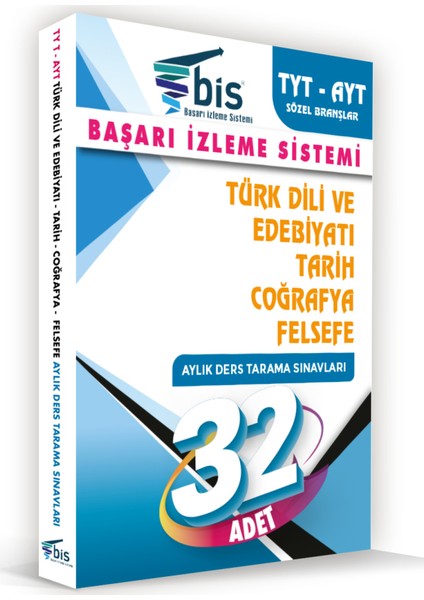 Başarı Izleme Sistemi YKS (TYT-AYT) Sözel BranşlarAYT Türk Dili ve Edebiyatı TYT-AYT Tarih TYT-AYT Coğrafya TYT-AYT Felsefe(32 Adet Aylık Genel Tekrar Testi)