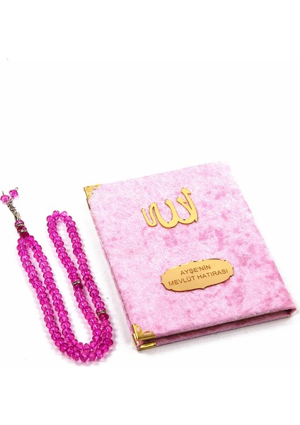 10 Adet Kadife Kaplı Yasin Kitabı Tül Keseli İsme Özel Plakalı Tesbihli Pembe fiyatları