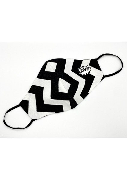 Black Zıgzag Yıkanabilir Maske