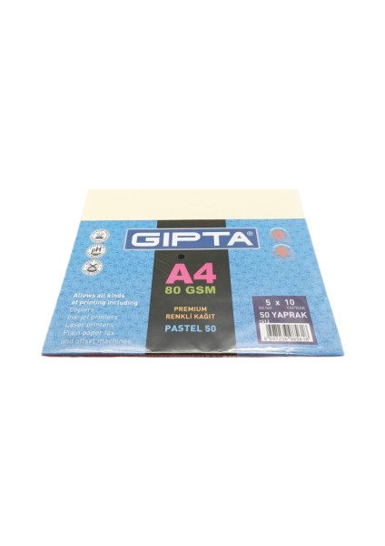 A4 Renkli Premium Renkli Kağıt Pastel 50