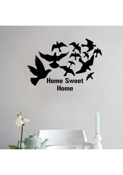 Home Sweet Home Duvar Yazısı Duvar Stickerı 60 x 40 cm Siyah