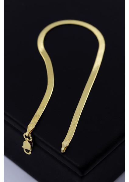 Italyan Yassı Zincir Altın Yaldızlı Gümüş Bileklik 168