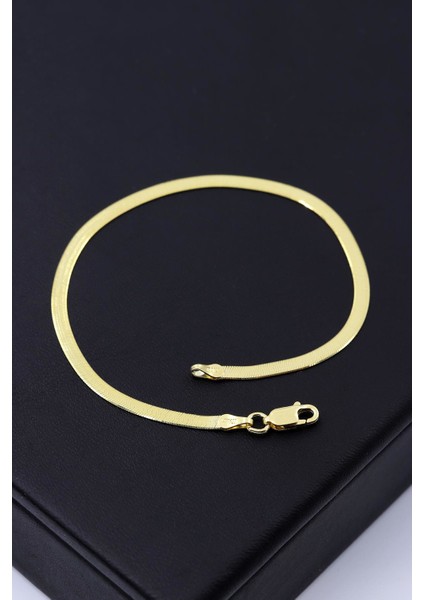 Italyan Yassı Zincir Altın Yaldızlı Gümüş Bileklik 168 fiyatları