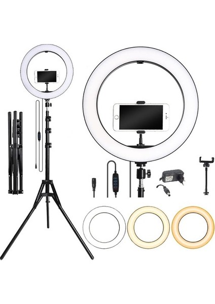 14" Youtuber Video Oda Çekimleri İçin Ring Light Sürekli Beyaz LED Işık + 2 m Stand