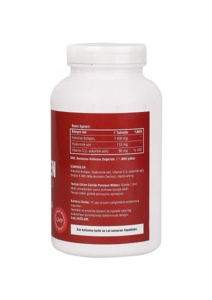 Collagen Hyaluronıc Acıd Vitamin C 90 Tablet + Hap Kutusu
