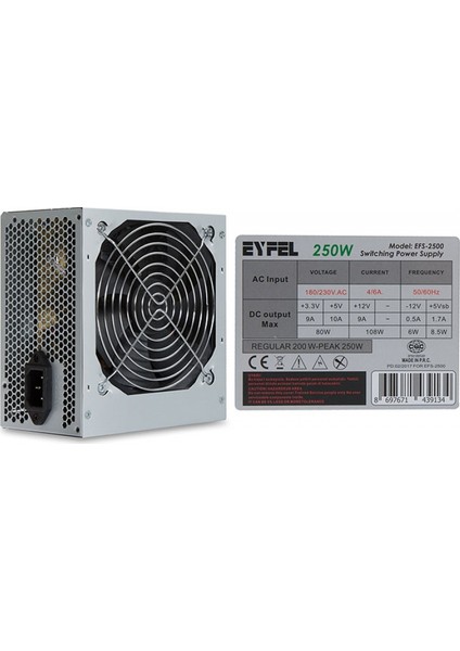 Efs-2500 Real 200W Peak 250W 2 x Sata 12 cm Fanlı Güç Kaynağı