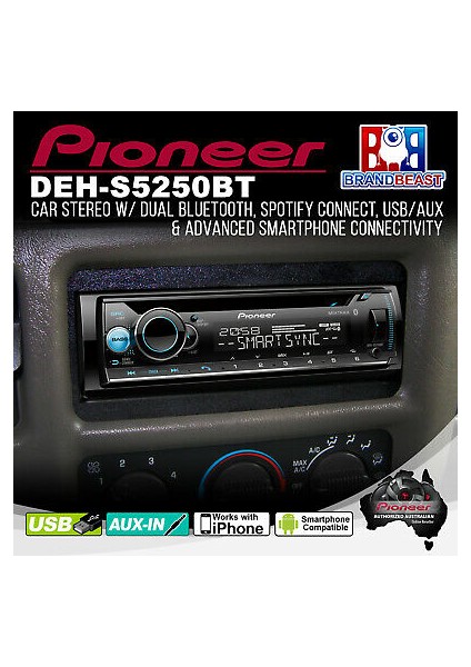 DEH-S5250BT Çift Amfi BT/USB/AUX/CD Oto Teyp