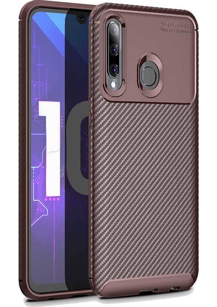 - Huawei Honor 20 Lite - Kılıf Auto Focus Karbon Negro Silikon Kapak - Kahverengi - T11323