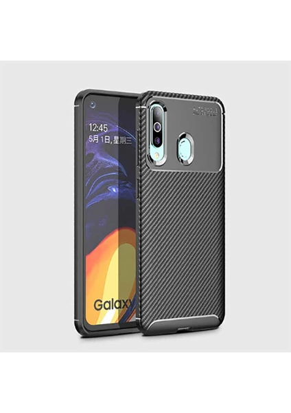 Samsung Galaxy A20S Kılıf Rugged Armor Darbe Emici Uzun Ömürlü Dayanıklı Parmak İzi Yapmaz Karbon Tasarım Negro Silikon Kapak