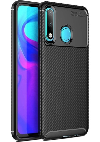 Huawei P30 Lite Kılıf Rugged Armor Darbe Emici Uzun Ömürlü Dayanıklı Parmak İzi Yapmaz Karbon Tasarım Negro Silikon Kapak