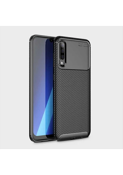 Samsung Galaxy A50 Kılıf Rugged Armor Darbe Emici Uzun Ömürlü Dayanıklı Parmak İzi Yapmaz Karbon Tasarım Negro Silikon Kapak