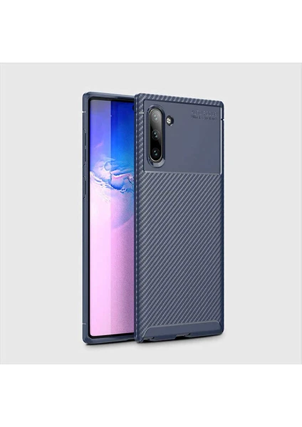 Samsung Galaxy Note 10 Kılıf Rugged Armor Darbe Emici Uzun Ömürlü Dayanıklı Parmak İzi Yapmaz Karbon Tasarım Negro Silikon Kapak