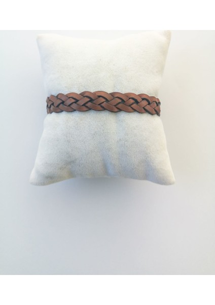 Kahverengi Örme Deri Bileklik