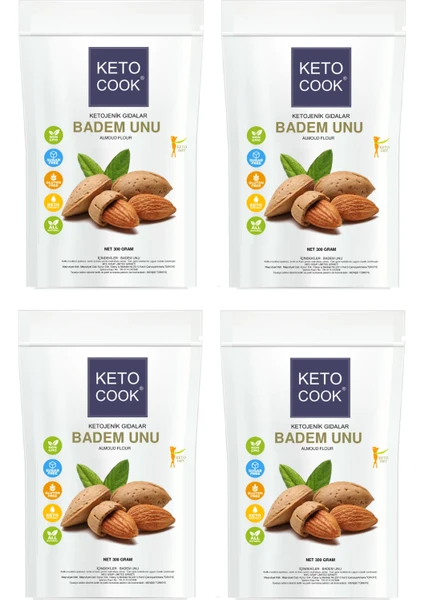 Ketojenik Badem Unu ( Almond Flour ) Quadro Avantajlı Set 300 gram X 4 Adet