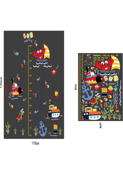 Denizaltı Bebek ve Çocuk Odası Boy Ölçen Duvar Süsü Sticker fiyatları
