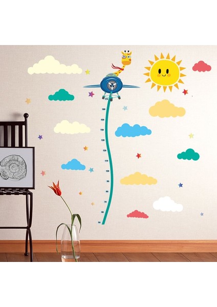 Pilot Zürafa Boy Ölçen Bebek ve Çocuk Odası Duvar Dekoru Sticker Duvar Süsü