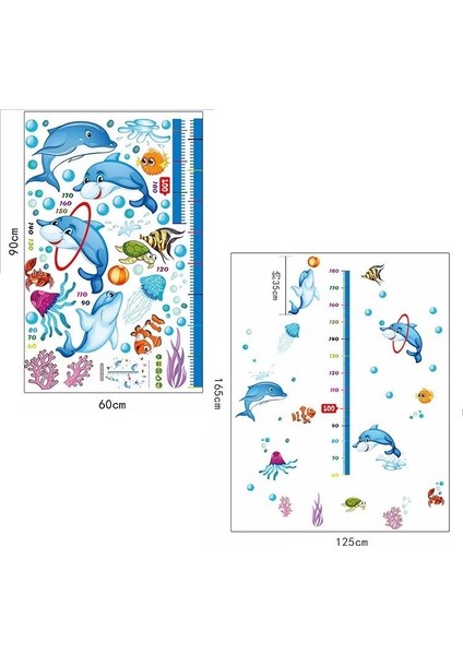 Boy Ölçen Yunuslar Bebek Odası Dekoru Duvar Süsü Sticker