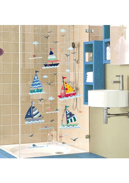 Deniz Yelkenli Bebek ve Çocuk Odası Dekorasyonu Duvar Süsü Sticker