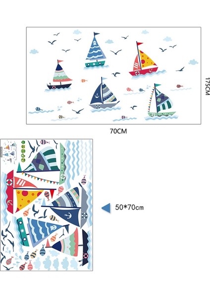 Deniz Yelkenli Bebek ve Çocuk Odası Dekorasyonu Duvar Süsü Sticker