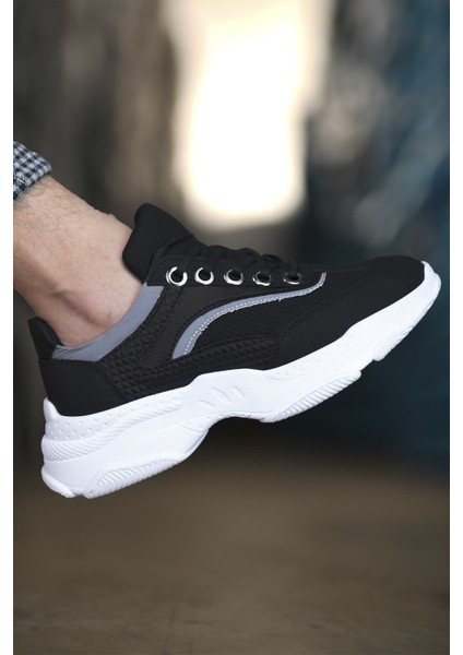 Siyah Beyaz Fileli Erkek Sneaker 0012157A