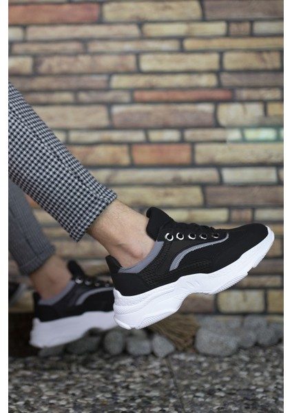 Siyah Beyaz Fileli Erkek Sneaker 0012157A