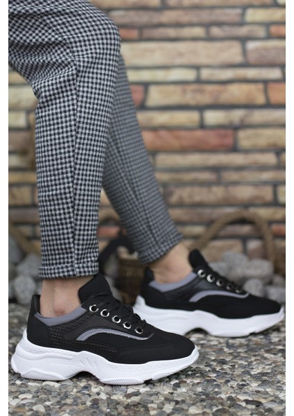 Siyah Beyaz Fileli Erkek Sneaker 0012157A
