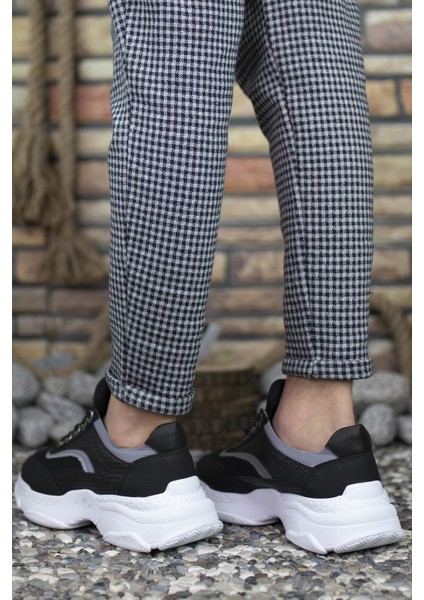 Siyah Beyaz Fileli Erkek Sneaker 0012157A