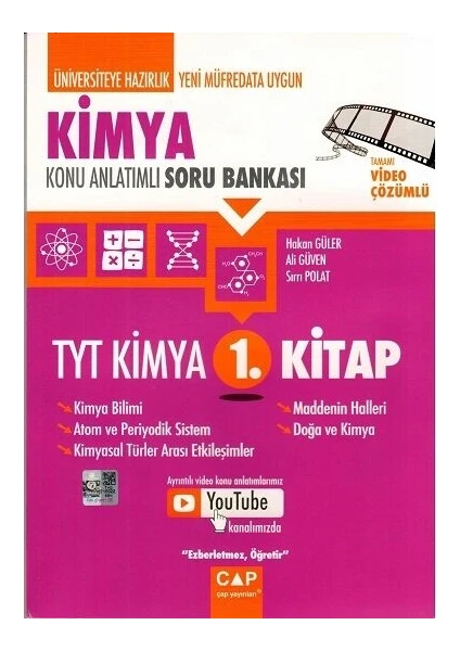 Çap Yayınları TYT Kimya 1. Kitap Konu Anlatımlı Soru Bankası