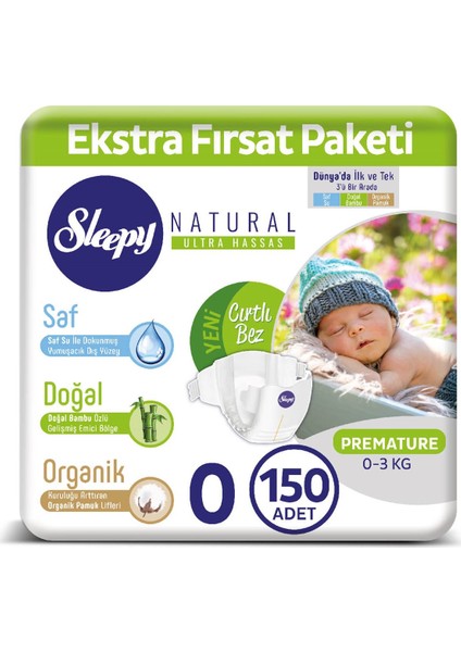 Bebek Bezi Ekstra Fırsat Paketi 0 Numara 0 - 3 Kg Prematüre 150 Adet