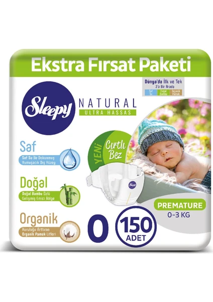 Bebek Bezi Ekstra Fırsat Paketi 0 Numara 0 - 3 Kg Prematüre 150 Adet