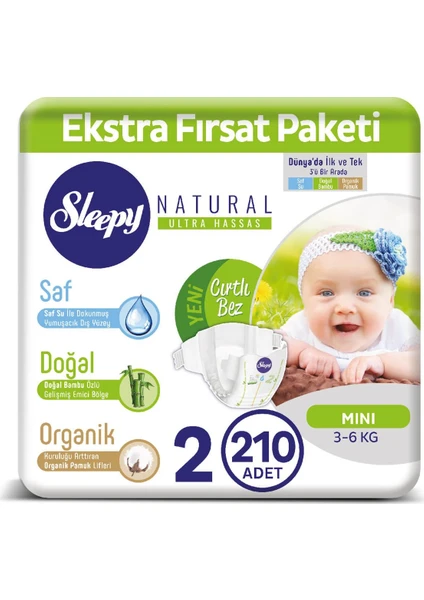 Bebek Bezi Ekstra Fırsat Paketi 2 Numara 3-6 Kg Mini 210 Adet