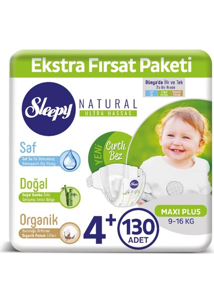 Bebek Bezi Ekstra Fırsat Paketi 4+Numara 9-16 Kg Max Plus 130 Adet