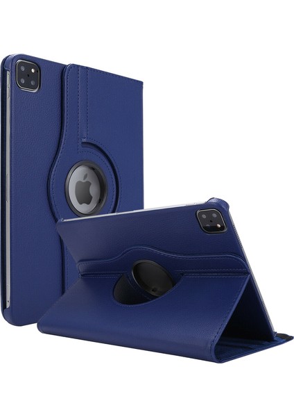 Apple iPad Pro 11" 2020 2.Nesil Kılıf (A2228-A2068-A2230) 360 Rotating Stand Deri Lacivert