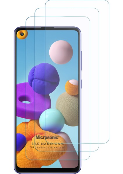 Samsung Galaxy A21s Ekran Koruyucu Nano Glass 3lü Paket Şeffaf