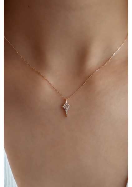 Taşlı Kuzey Yıldızı Altın Kolye