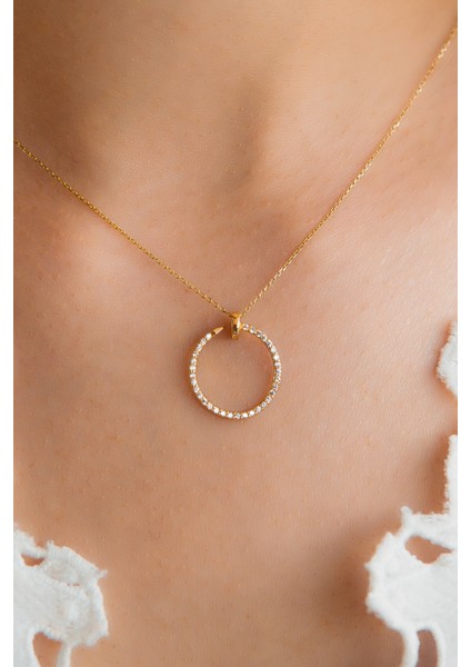 14 Ayar Taşlı Halka Kolye