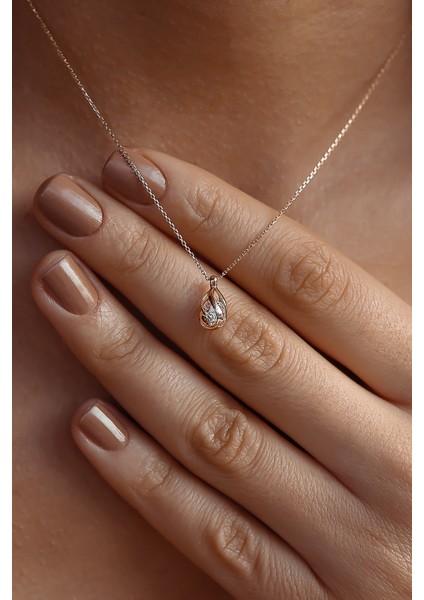 14 Ayar Spiral Damla Kolye