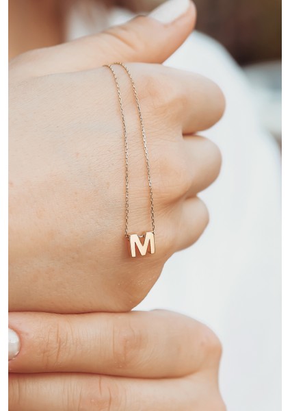 14 Ayar Minimal M Harf Kolye