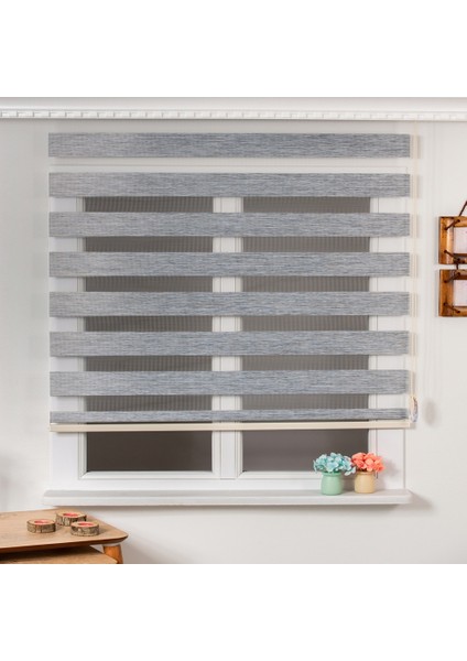 Gri Düz Zebra Perde Etek Dilimsiz 100 x 200 cm