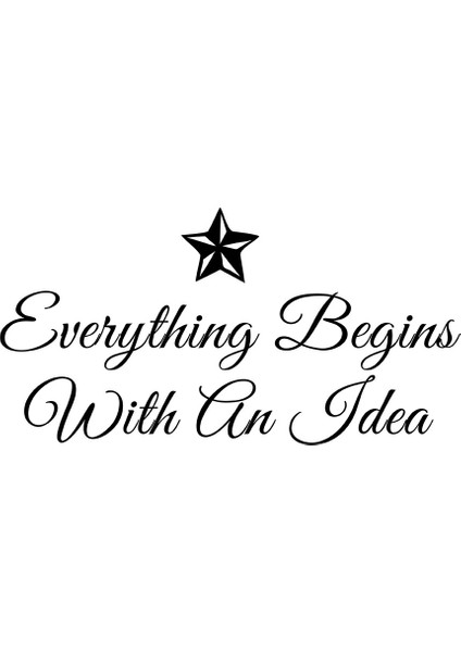 Everything Begins With An Idea Duvar Stickerı 60 x 31 cm Siyah