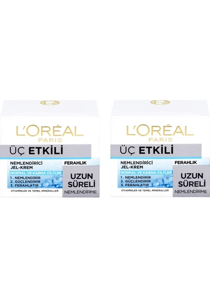 L'Oréal Paris Loreal Üç Etkili Ferahlık Yoğun Nemlendirici Jel Krem 50 ml X2