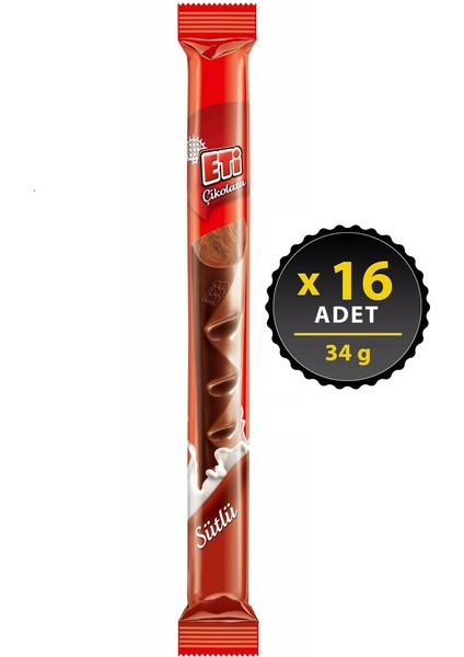 Uzun Sütlü Çikolata 34 g x 16 Adet