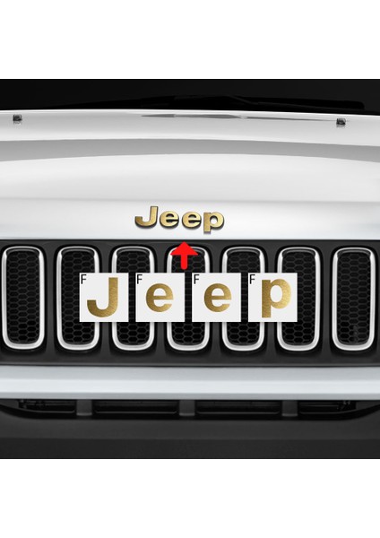 Jeep Renegade 2015 - 2020 Ön ve Arka Jeep Amblem Sticker ( Metallik Altın )