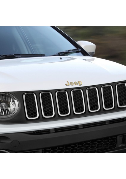 Jeep Renegade 2015 - 2020 Ön ve Arka Jeep Amblem Sticker ( Metallik Altın )