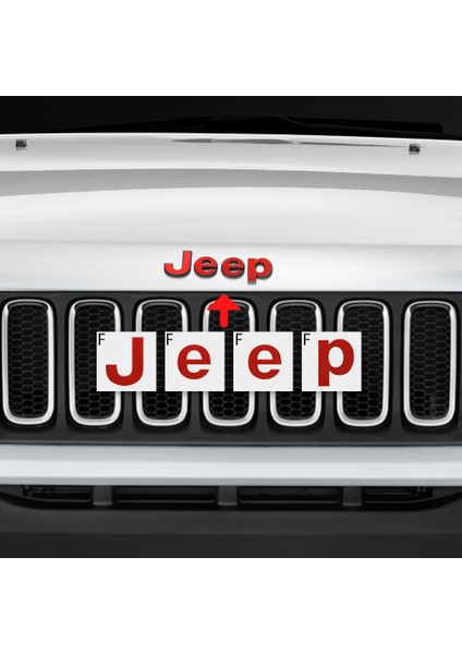 Jeep Renegade 2015 - 2020 Ön ve Arka Jeep Amblem Sticker ( Kırmızı Sedefli ) modelleri